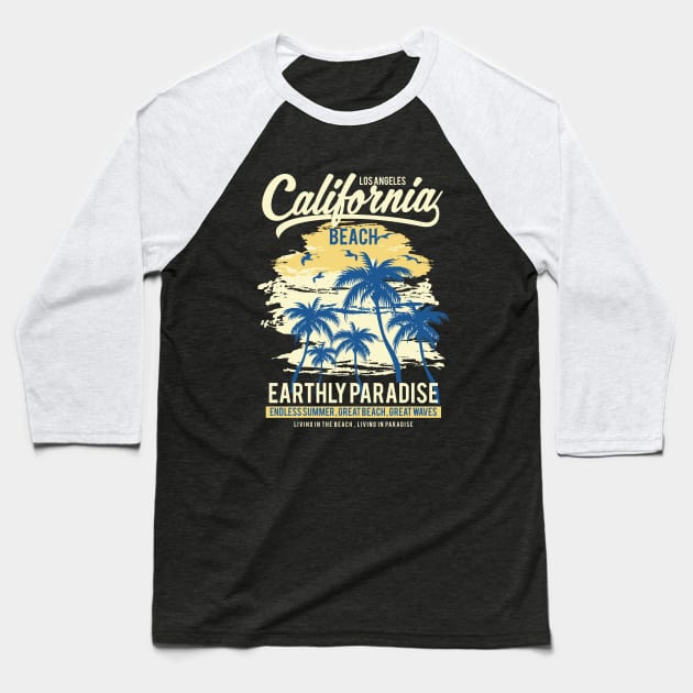 California Beach Earthly Paradise Seal Beach Baseball T-Shirt by khalmer